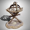 Vintage Decorative Ornament Set With Metal Structure Marble Base And Intricate Design Tabletop Decor