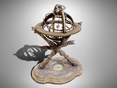 Vintage Decorative Ornament Set With Metal Structure Marble Base And Intricate Design Tabletop Decor 3d model