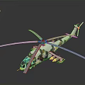 Space Exploration Martian Helicopter 3D Model With Gray White Camouflage Rotor And Red Markings