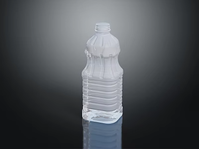 Transparent Plastic Water Bottle With Ripple Design And White Cap For Daily Use 3d model