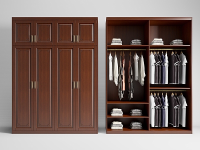 New Chinese-style Four-door Wardrobe Finished Wardrobe Bedroom Wardrobe model