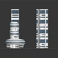 Modern Urban Architecture Model Featuring High Rise Buildings Circular Structures and Green Blue Spaces