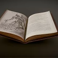 Open Antique Book Featuring Hand Drawn Illustration And Vintage Text On Old Pages