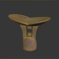 Rustic Wooden Stool With Heart Shaped Seat And Carved Openwork Base