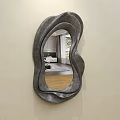 Modern Irregular Shaped Mirror As Wall Decor Reflecting Living Room Interior 3d model