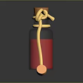 Decorative Glass Bottle With Red Liquid Golden Ring Hook And Orange Cork