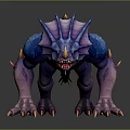 Blue And Purple Spiked Mythical Beast Character With Sharp Claws Horns And Spines