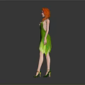 Enchanting Game Movie Character With Red Hair Green Leaf Dress And Flower Decoration