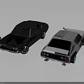 Classic Black And White Vintage Sedans With Shiny Reflections On Dark Surface