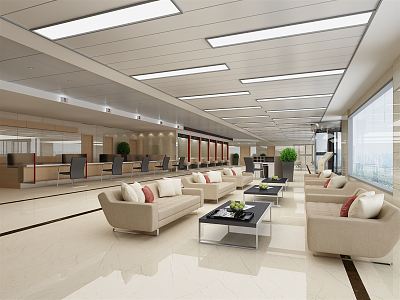 Modern Hall Bank Business Hall 3d model