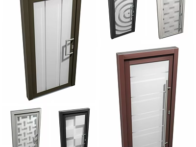 Modern Swing Doors With Glass Panels And Various Frame Color Designs 3d model