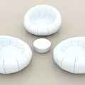 Casual Sofa Set With Round White Seats And Small Coffee Table 3d model