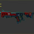 Modern Toy Gun With Red And Blue Design Skull Pattern And 54 Logo