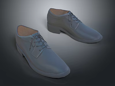 Stylish Gray Lace Up Leather Shoes For Formal And Casual Occasions 3d model