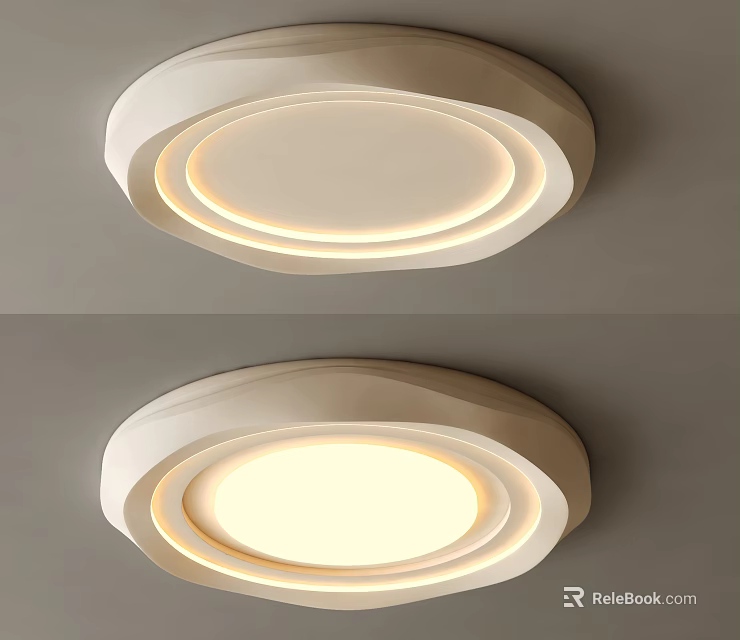 Modern White Round Ceiling Light With Layered Design And Soft Illumination 3d model