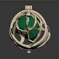 Delicate Gold Pendant With Green Gemstone In Intricate Metal Frame