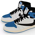 Stylish High Top Shoes With White Blue Black Color Accents And Nike Swoosh Detail