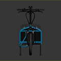 Modern Blue Frame Cargo Bike Featuring Black Cargo Area And Handlebars