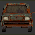 Vintage Teal Sedan With Red Rust Spots On Classic Old Car Exterior