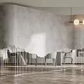 Modern Glass Room Divider With Wavy Design In Interior Space And Wooden Floor