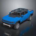 Modern Blue Pickup Truck With Transparent Roof And Rugged Wheels Design