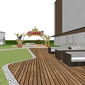 Modern Garden Landscape Design With Glass Building And Interior Green Space