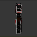 Futuristic Red Pistol With Blue Circular Accent And Metallic Black Details