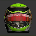 Green and Black Helmet Design With Red Visor Avatar Lettering And Gold Patterns