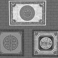 Traditional Chinese Style Floor Tiles With Decorative Fortune Patterns And Classic Borders
