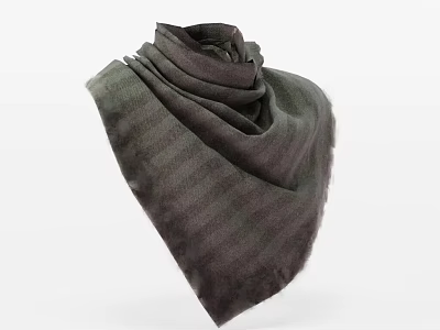 Striped Gray Green Scarf With Soft Texture For Winter Fashion Accessory 3d model
