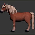 Cute Red Toy Pony With Pink Mane Blue Eyes And Black Hooves