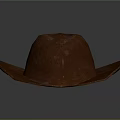 Classic Brown Cowboy Hat With Wide Brim And Vintage Leather Like Texture