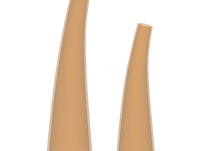 Tall Slender Beige Ceramic Vases With Fresh Flowers For Modern Home Decor 3d model