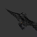Futuristic Mechanical Creature Character With Red Eyes Orange Lights And Industrial Design