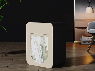 Modern Beige Black Side Table With Marble Panel In Living Room Interior 3d model