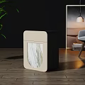 Modern Beige Black Side Table With Marble Panel In Living Room Interior 3d model