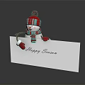 Snowman Sculpture Wearing Red Pom Pom Hat Striped Scarf Red Gloves Holding Happy Snowman Card