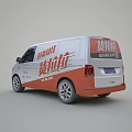 Modern White Commercial Cargo Van With Red Text Logo On Side Body 3d model