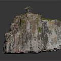 Scenic Rock Formation With Pavilion Green Vegetation And Small Figure
