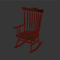 Classic Solid Wood Rocking Chair Featuring Curved Rockers And Vertical Slat Backrest Design