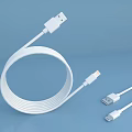 White Mobile Phone Charging Cable With USB Type C And USB A Connectors 3d model
