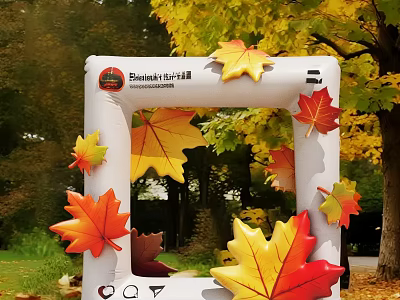 Autumn Photo Spot with Inflatable Frame Decorated by Colorful Maple Leaves in Schönecker Erlebnispark 3d model