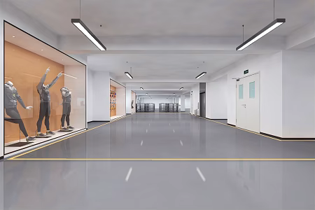 modern aisle garment factory workshop aisle 3d model