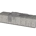 White Tufted Bench Design With Fringed Gray Blanket On Surface 3d model