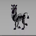 Purple And White Striped Zebra Stuffed Toy On Dark Background With Reflection 3d model