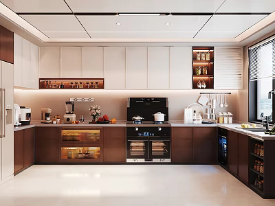 Modern Kitchen Interior Design With White Cabinets And Stainless Steel Appliances 3d model
