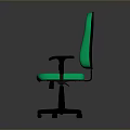 Green Office Chair With Black Armrests And Five Caster Wheels
