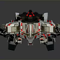 Game and Movie Character Mech Style Robot with Red White Color Scheme and Gold Accents