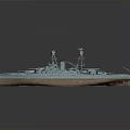 Detailed Warship Model as Water Transport with Turrets and Hull Design