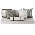 Contemporary Sofa Pillows with Textured Knit and Striped Patterns in Neutral Hues